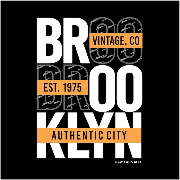 Tipografia di design della città autentica di brooklyn pronta per la stampa vettoriale premium