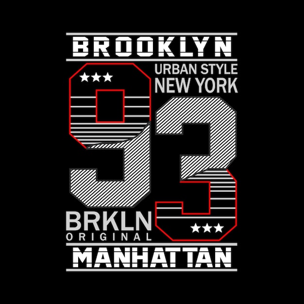 ブルックリン市スローガンタイポグラフィグラフィックイラストベクトルアートスタイルヴィンテージ