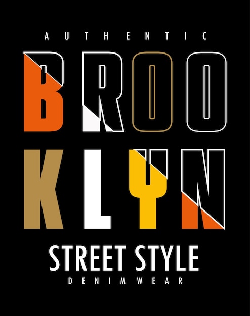 Brooklyn core denim denim typografie voor t-shirtontwerp premium vector