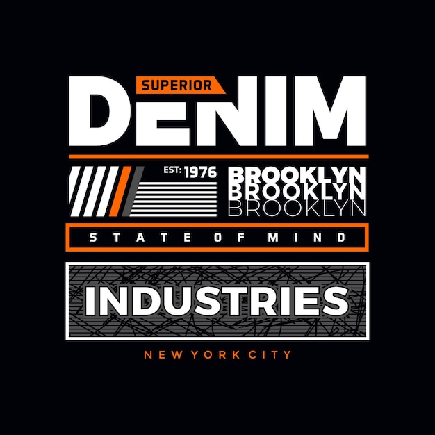 Brooklyn denim tshirt ontwerp premium vector