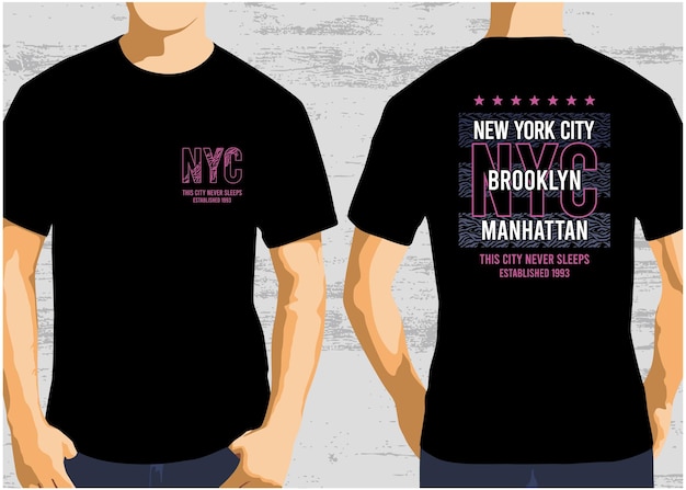 Brooklyn grafische t-shirt voor en achter