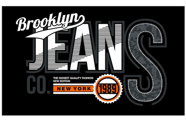 Vettore jeans brooklyn design tipografico vintage in abbigliamento tshirt illustrazione vettoriale e altri usi