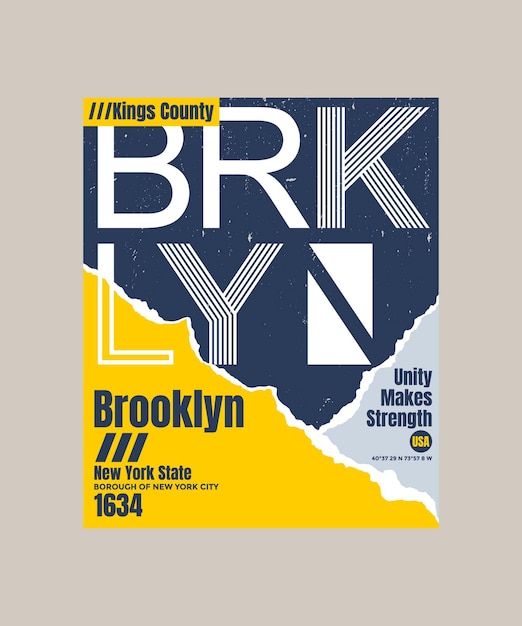 Brooklyn Kings county typography slogan apparels abstract design vector print illustration