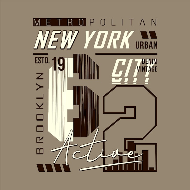 Бруклин Нью-Йорк абстрактная графическая типография векторная иллюстрация дизайна футболки
