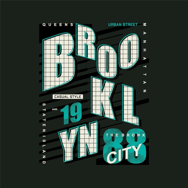 Brooklyn new york city gestreepte grafische typografie vector t-shirt ontwerp illustratie