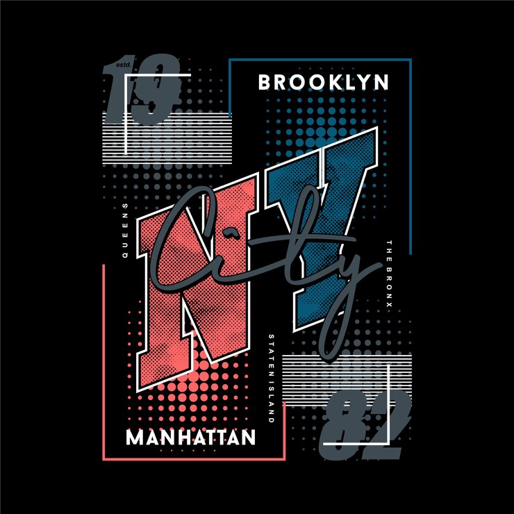 ブルックリンニューヨーク市テキストフレームグラフィックTシャツデザインタイポグラフィベクトル