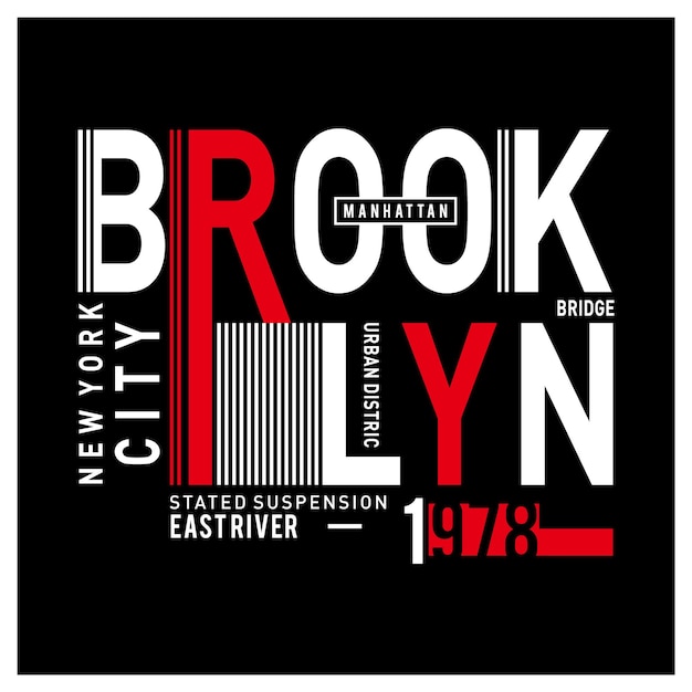 Brooklyn New York City tshirt 인쇄용 타이포그래피 디자인