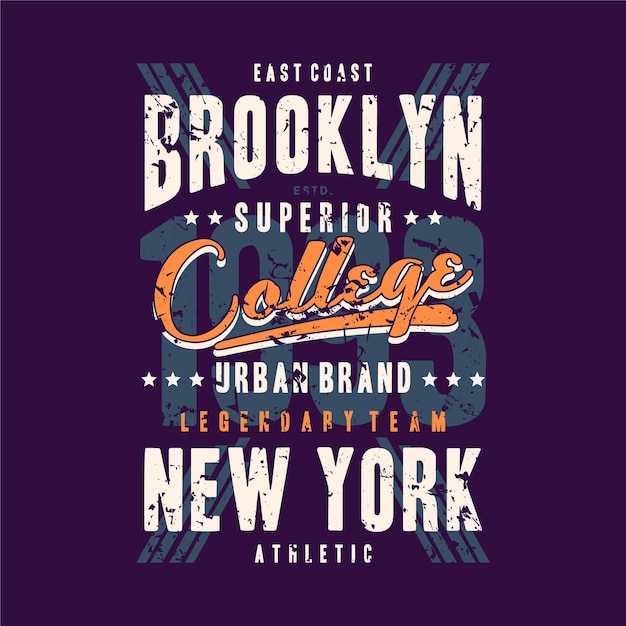 Design accattivante della maglietta tipografica di brooklyn new york city