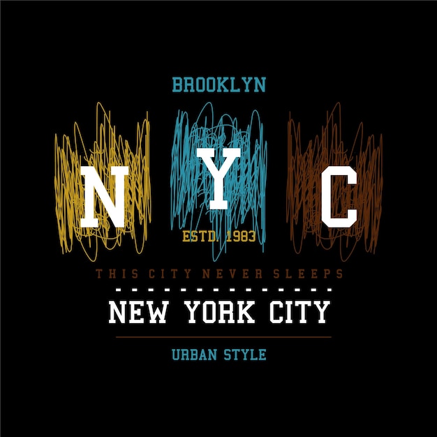 브루클린 뉴욕 라인 얽힌 추상 그래픽 벡터 인쇄
