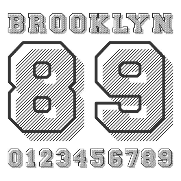 벡터 브루클린 숫자 티셔츠 스탬프