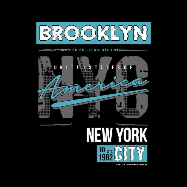 brooklyn nyc grootstedelijk district grafische typografie vector print t-shirt