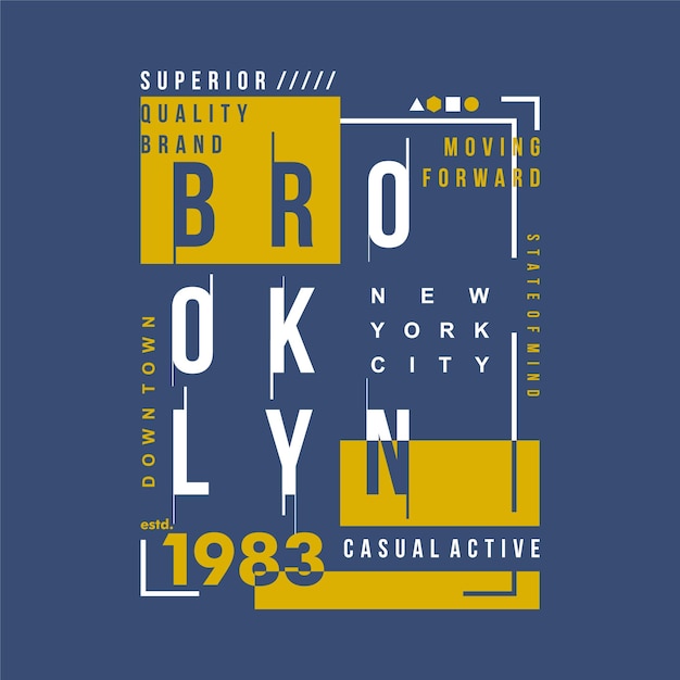 Brooklyn nyc text frame graphic typography vector design illustration t shirt print and other use