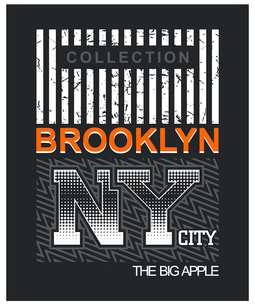 Brooklyn nyc design tipografico con motivo vintage in maglietta con illustrazione vettoriale e altri usi