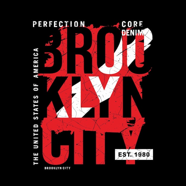 Brooklyn red color typography grunge background for print tshirt and other