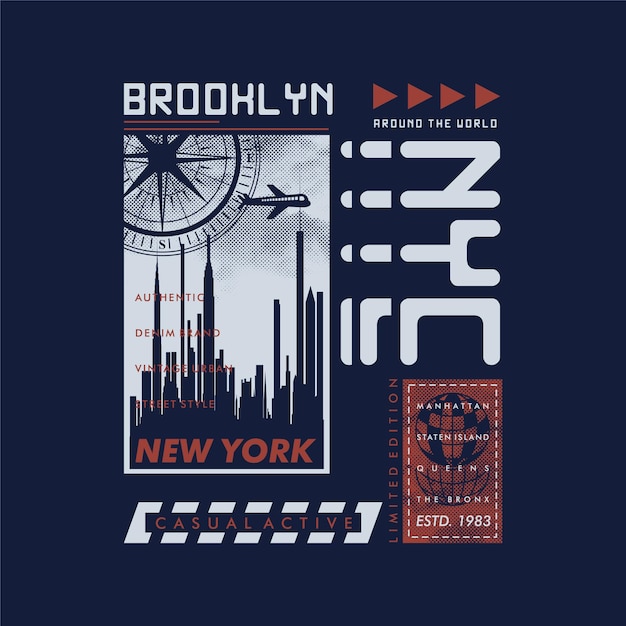 brooklyn reizen abstracte grafische typografie vector voor t-shirt print