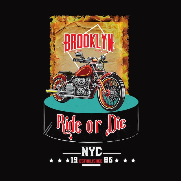 Brooklyn ride or die t-shirtontwerp op zwart