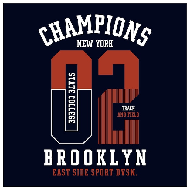 Brooklyn state college typography t shirt design