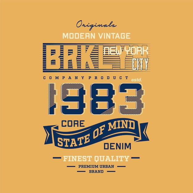 Brooklyn state of mind core denim design tipografia design t-shirt design