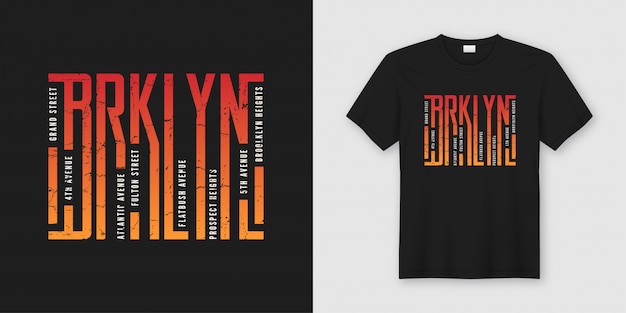 Brooklyn stijlvol t-shirt en kleding, typografie, print,