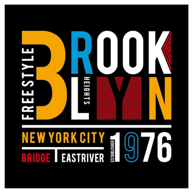 Brooklyn tipografia grafica t shirt design illustrazione vettoriale arte artistica