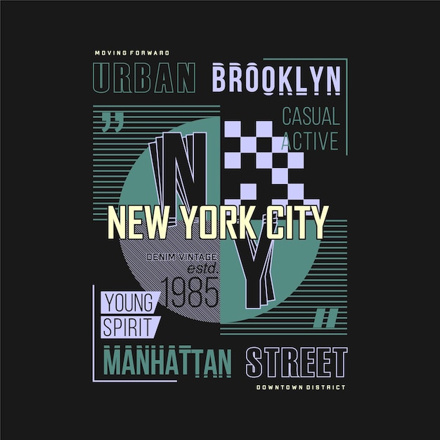 Brooklyn urban city create outline text frame graphic t shirt design typography vector