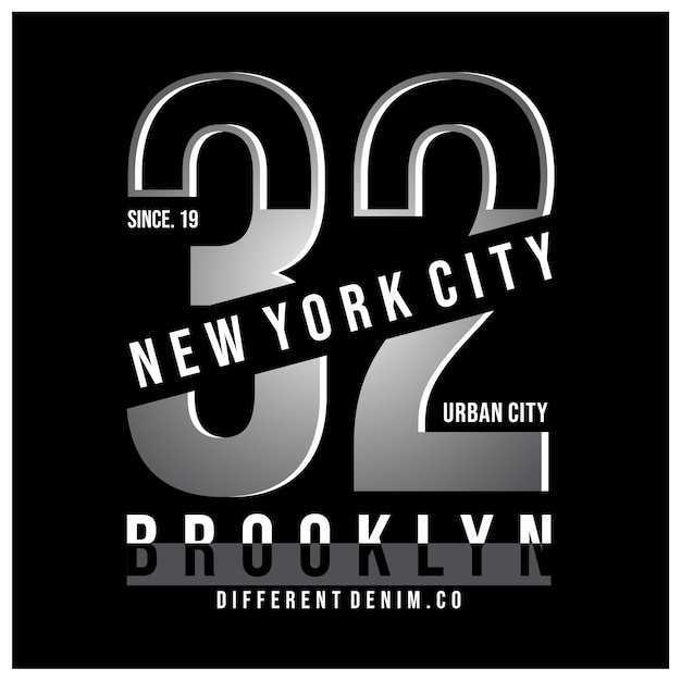 Città urbana di brooklyn con il numero per il design della maglietta