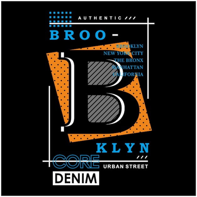 Brooklyn urban denim grafische typografie t-shirt vector illustratie casual stijl