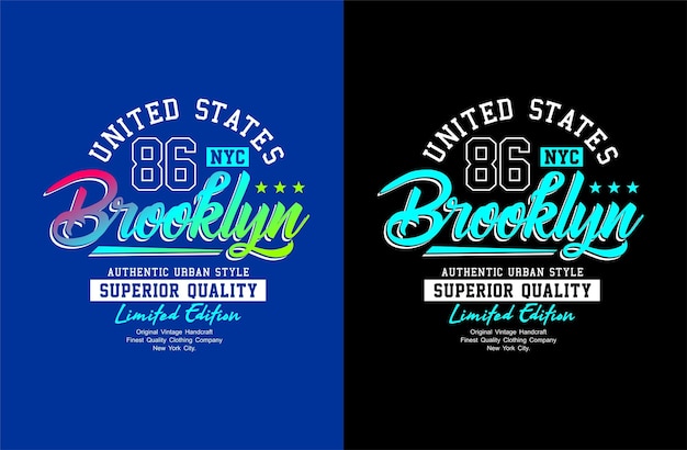 Tシャツのブルックリンベクトルタイポグラフィデザイン