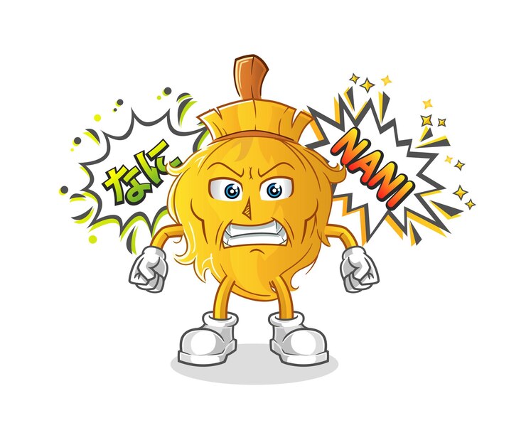 Vector broom anime angry vector. cartoon character