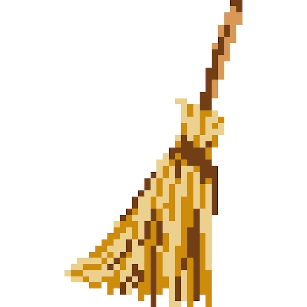 Broom cartoon icoon in pixel stijl