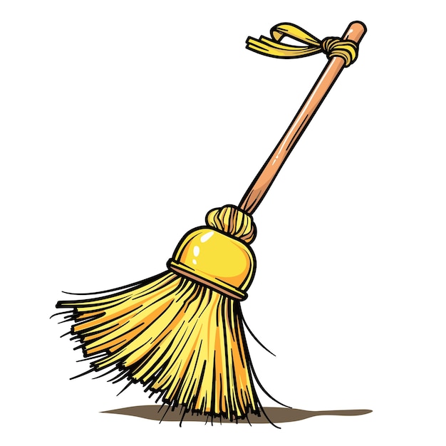 Vector broom cartoon isolated transparent background images