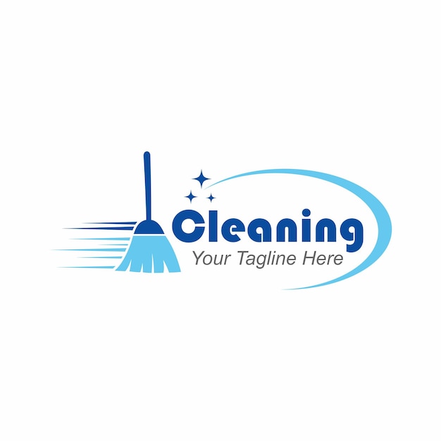 broom cleaning vector logo