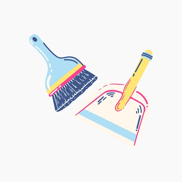 Vector broom and dustpan illustration