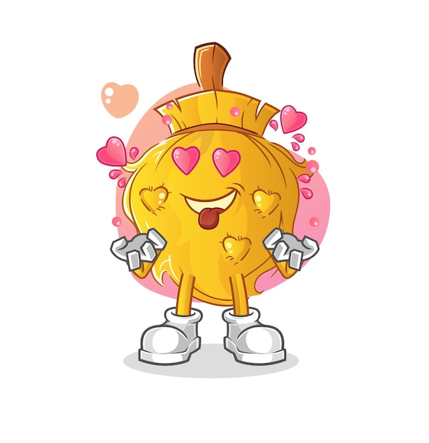 Broom fallin love vector. cartoon character