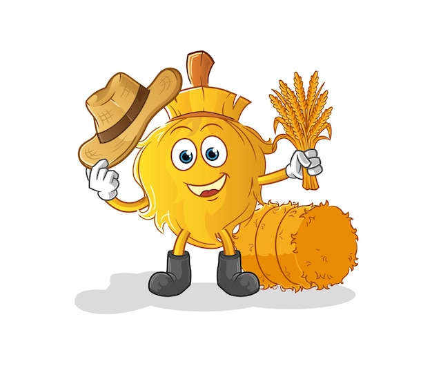 Broom farmer mascot cartoon vector