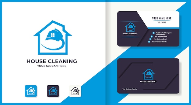 Vector broom house combination logo for cleaning service inspiration logo