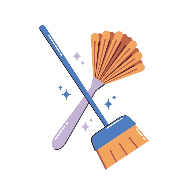 Vector brooms scoops cleaning symbol vector illustration