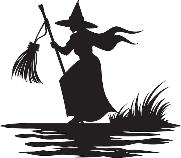 Vector broomstick chronicles witchy tales