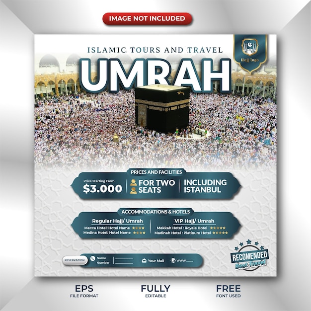 Brochure flyer haji dan umrah dengan gaya elegan islami