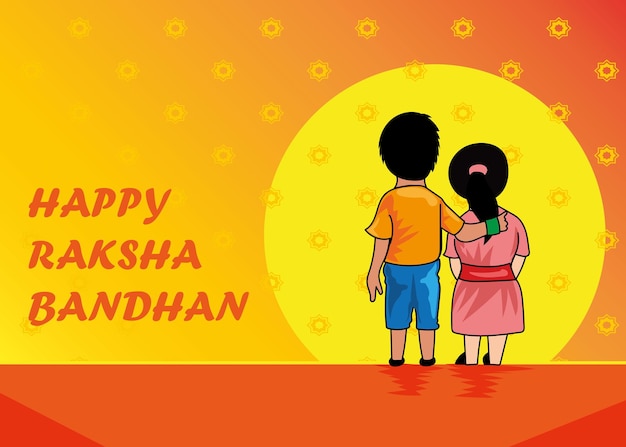 Vector brother and sister looking sky happy raksha bandhan