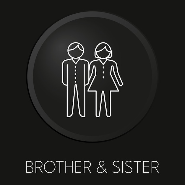 Brother sister minimal vector line icon on 3d button isolated on black background premium vector