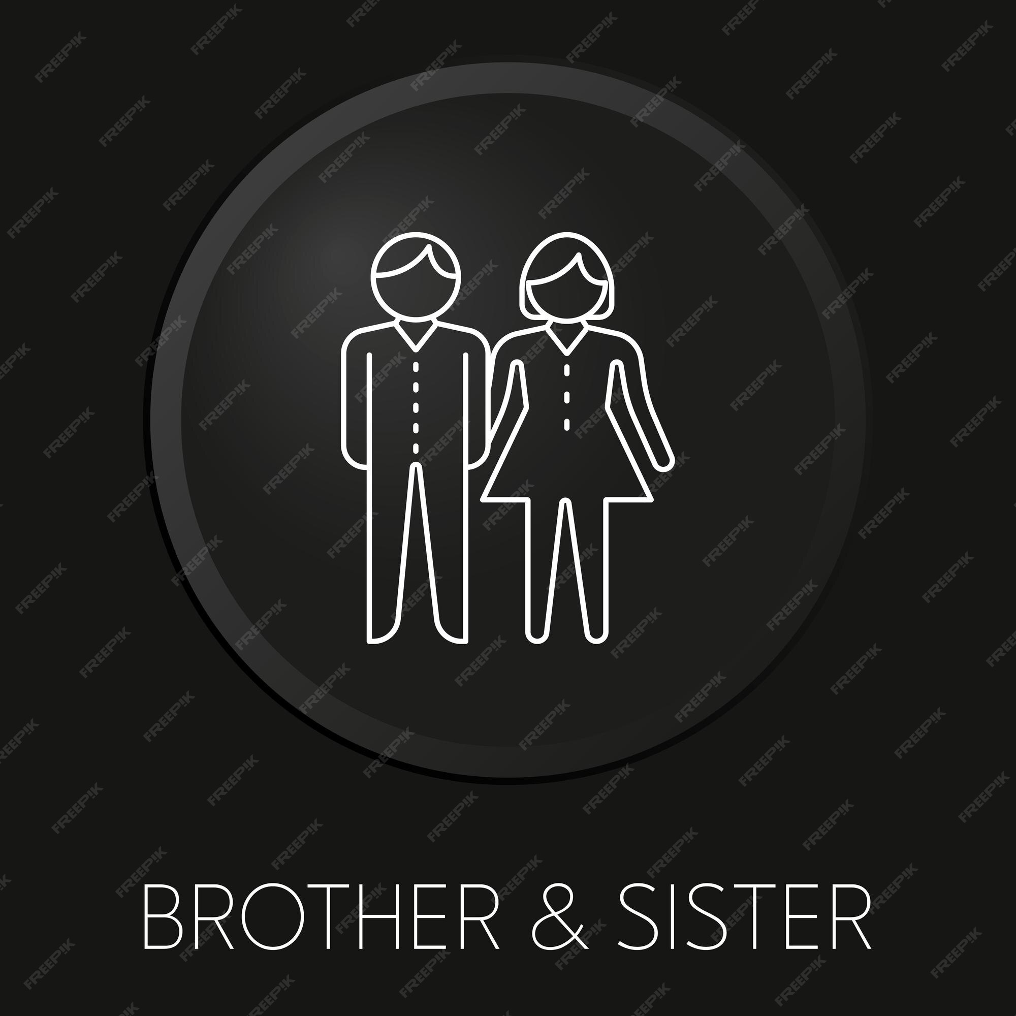 Premium Vector | Brother sister minimal vector line icon on 3d button  isolated on black background premium vector