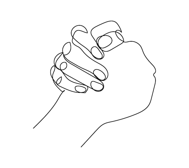 Brotherly handshake one line art. Continuous line drawing of gesture, hand, strong handshake. Hand drawn vector illustration.