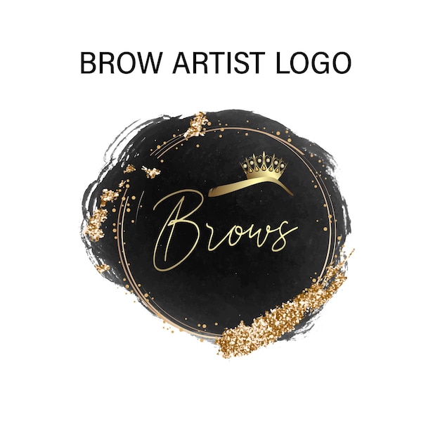 Vettore brow artista logo nero n oro design moderno