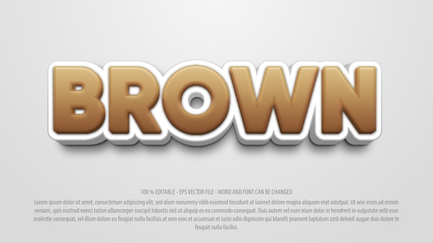 Vector brown 3d editable text effect