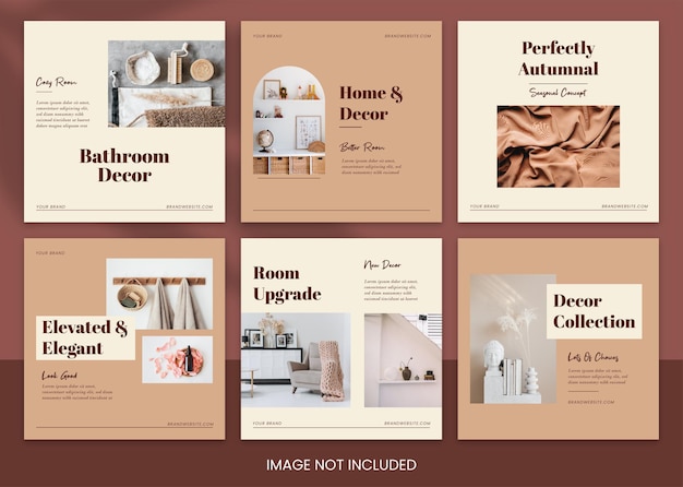 Brown aesthetic home decor instagram post template