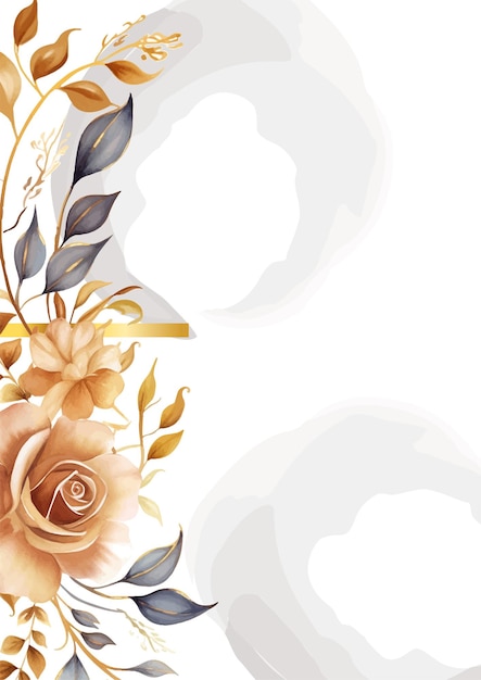 Вектор Коричнево-белый элегантный акварельный фон с флорой и цветами
