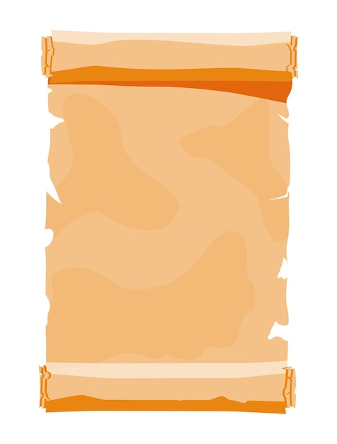 Вектор Коричневый антикварный пергамент старый бумажный свиток изолирован на белом винтажный прокручиваемый сценарий с пустым пространством для копирования шаблон рукописного документа мультфильм плоская векторная иллюстрация