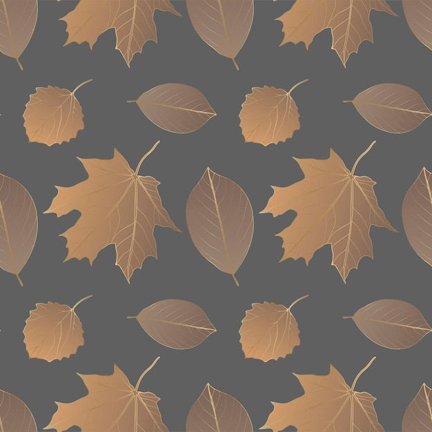 Brown autumn seamless pattern with golden leaves Pattern for textiles wrapping paper wallpapers covers designs of various items