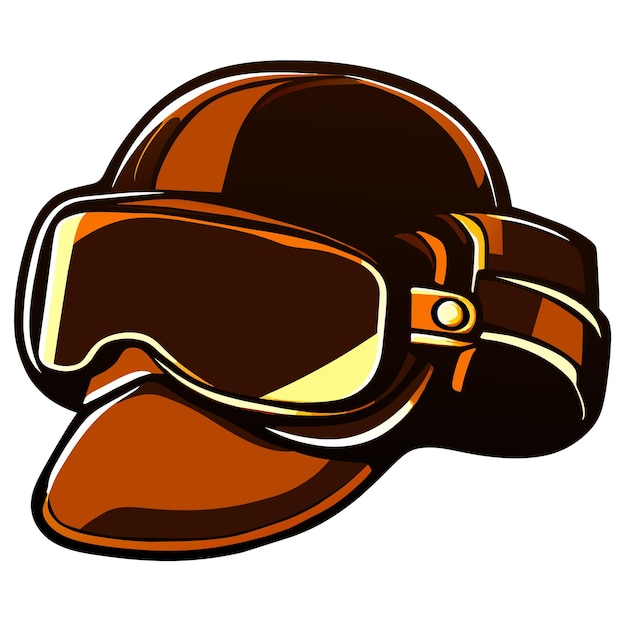 Vector brown aviator hat with goggles vector illustration